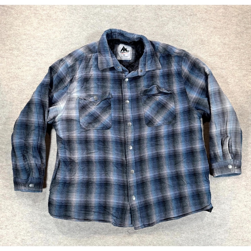 Mountain Club Quilted Flannel Shacket Mens XL Multicolor Plaid Outdoor Jacket